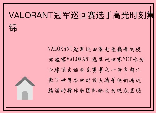 VALORANT冠军巡回赛选手高光时刻集锦