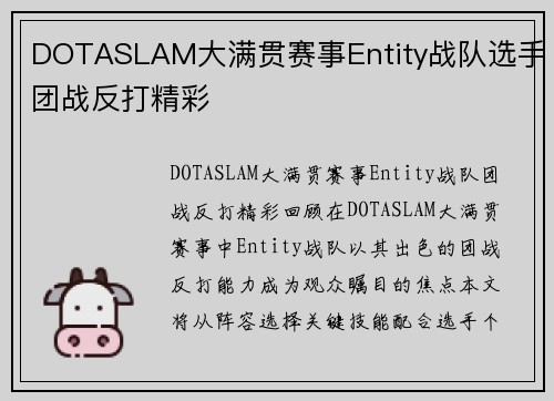 DOTASLAM大满贯赛事Entity战队选手团战反打精彩